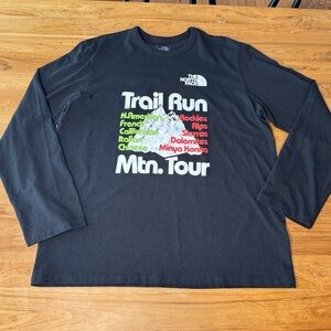 The North Face Long Sleeve Shirt Men’s XL Trail Run Mtn. Tour Black Mountains
